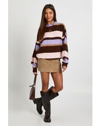 Boohoo - Brushed Triple Stripe Oversized Knitted Jumper - Lyst