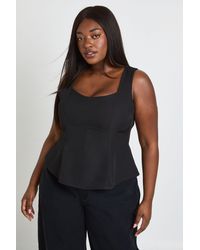 Boohoo - Plus Square Neck Peplum Tailored Top - Lyst