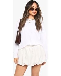 Boohoo - Stripe Woven Puffball Mini Skirt - Lyst