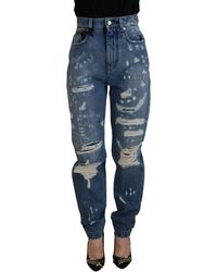Dolce & Gabbana - Blauwe Versleten Skinny Jeans Van Katoen Voor - Lyst