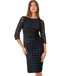 Roman - Polka Dot Ruched Stretch Dress - Lyst