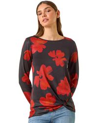 Roman - Floral Print Stretch Hem Top - Lyst