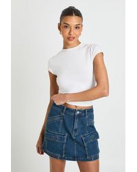 Boohoo - Cargo Denim Mini Skirt - Lyst