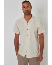 Threadbare - Linen Blend Palm Embroidered Short Sleeve Shirt - Lyst