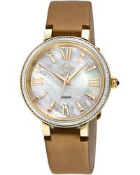 Gv2 - Genoa 12532S Swiss Quartz Mother Of Pearl Diamond Leather Watch Stainless Steel - Lyst
