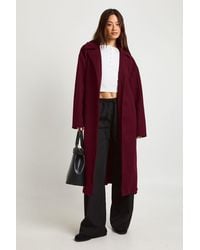 Boohoo - Tall Oversized Belted Button Through Wool Look Coat - Lyst