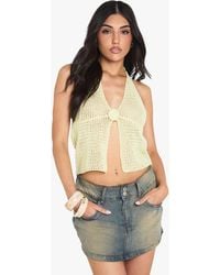 Boohoo - Crochet Flower Detail Floaty Knitted Top - Lyst