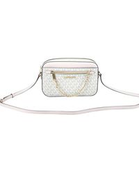 Michael Kors - Jet Set Item Large East West Signature Leather Zip Chain Crossbody Handbag (vanilla Pvc/powder Blush) - Lyst