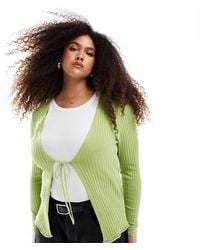 ONLY - Tie Front Ribbed Cardigan - Lyst