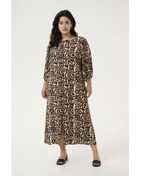 Kaffe - Jurk Regular Fit Naturel Leopard Print - Lyst