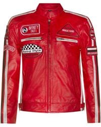 Infinity Leather - Zipped Racing Biker Moto Jacket - Lyst