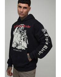 BoohooMAN - Tall Oversized Gothic Washed Printed Hoodie - Lyst