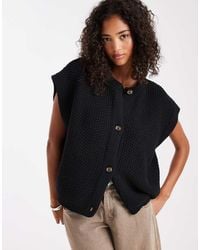 ASOS - Boxy Knitted Stitch Waistcoat With Button Detail - Lyst