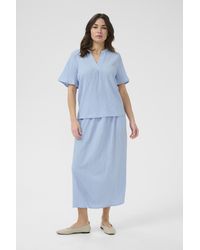 Kaffe - Blouse Met Korte Mouwen Regular Fit Soft Chambray Light - Lyst