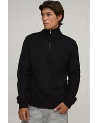 BoohooMAN - Regular Fit 1/4 Zip Ribbed Knitted Jumper - Lyst