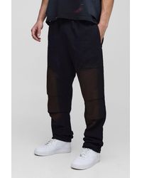 BoohooMAN - Elasticated Waist Straight Stacked Spray Wash Twill Carpenter Trousers - Lyst