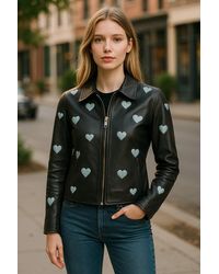 Infinity Leather - Hearts Biker Jacket - Lyst