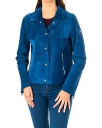 La Martina - Long-Sleeved Leather Jacket With Lapel Collar Jwl002 - Lyst