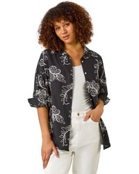Roman - Embroidered Floral Cotton Shirt - Lyst