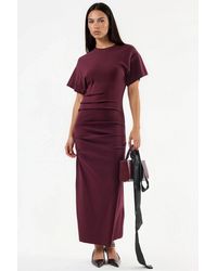 Busem - Solid Crew Neck Bodycon Midi Dress - Lyst