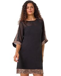 Roman - Sequin Trim Shift Dress - Lyst