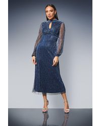 PRINCIPLES - Keyhole Detail Sparkle Plisse Jersey Midi Dress - Lyst