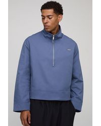 BoohooMAN - Oversized Boxy Fit Quarter Zip Collared Mac - Lyst