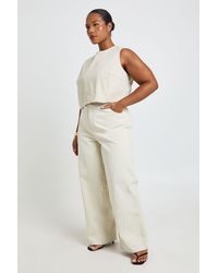 Boohoo - Plus Twill Adjustable Waist Straight Leg Trouser - Lyst