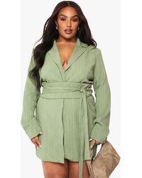 Boohoo - Plus Textured Tailored Belt Detail Blazer Dress - Lyst