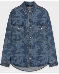 Palm Angels - Palmity Laser Print Denim Shirt Light - Lyst