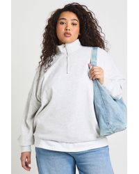 Boohoo - Plus Oversized Half Zip Sweatshirt - Lyst