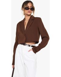 Boohoo - Basic Woven Relaxed Fit Crop Blazer - Lyst