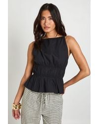 Boohoo - Poplin Tiered Peplum Top - Lyst