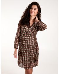 Blue Vanilla - Geometric Print Wrap Front Pleated Dress - Lyst