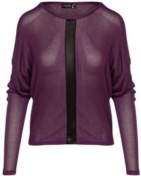 Conquista - Mauve Batwing Top With Faux Leather Detail - Lyst
