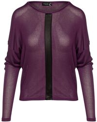 Conquista - Mauve Batwing Top With Faux Leather Detail - Lyst