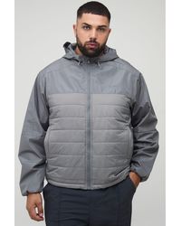 BoohooMAN - Plus Regular Fit Lightweight Quilted Hooded Jacket - Lyst