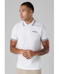 Firetrap - Regular Fit Cotton Button Polo Shirt With Stripe Detail - Lyst