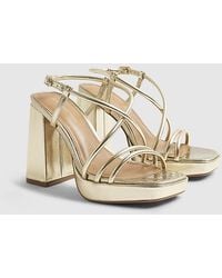 River Island - Sandals Triple Strap Platform Heeled Pu - Lyst