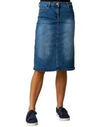 Roman - Cotton Denim Stretch A Line Skirt - Lyst