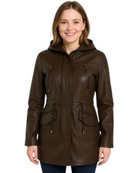 Infinity Leather - Hooded Parka Jacket-Cairns Lamb Leather - Lyst