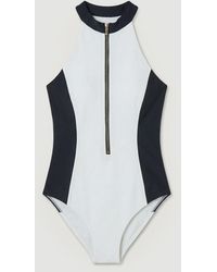 Karen Millen - Racer Back Swimsuit With Zip - Lyst