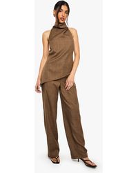 Boohoo - Woven Marl Straight Leg Pants - Lyst