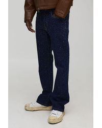 BoohooMAN - Slim Clear Rhinestone Embellished Denim Jeans - Lyst