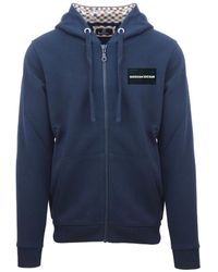 Aquascutum - Box Gothic Logo Marineblau Zip-Up Hoodie - Lyst