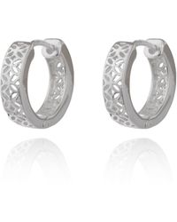 The Jewellery Stockroom - Sterling Cut Out Flower Huggie Hoop Earrings - Lyst