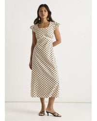 Gini London - Cotton Spot Print Lace Trim Midi Dress - Lyst