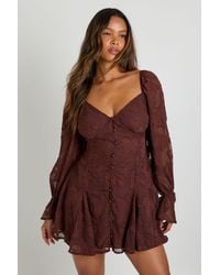 Boohoo - Burnout Floral Godet Hem Mini Dress - Lyst