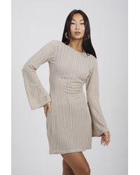 Brave Soul - 'Maddy' Long Sleeve Knitted Mesh Mini Dress - Lyst