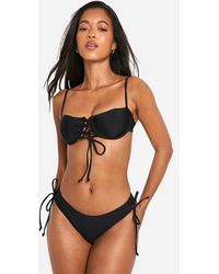 Boohoo - Lace Up Detail Underwired Bikini Top - Lyst
